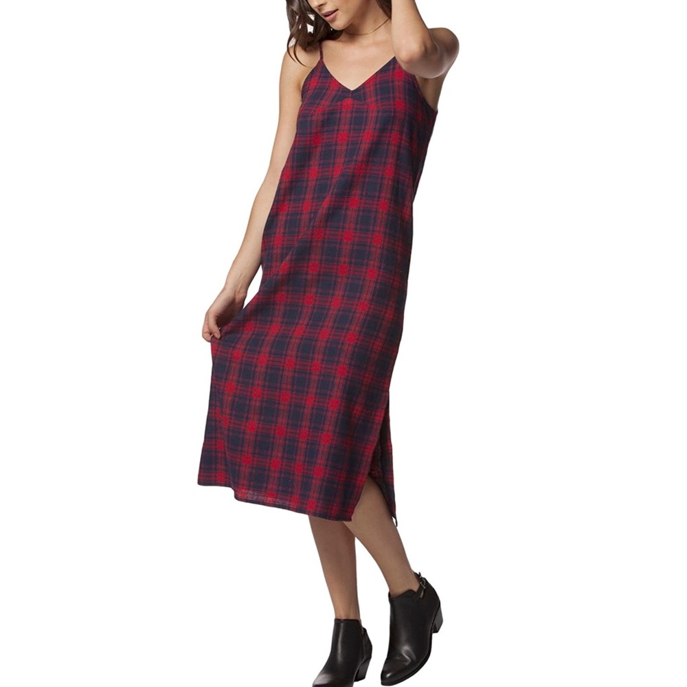 PPLA Ella Plaid Flannel Midi Dress sz S